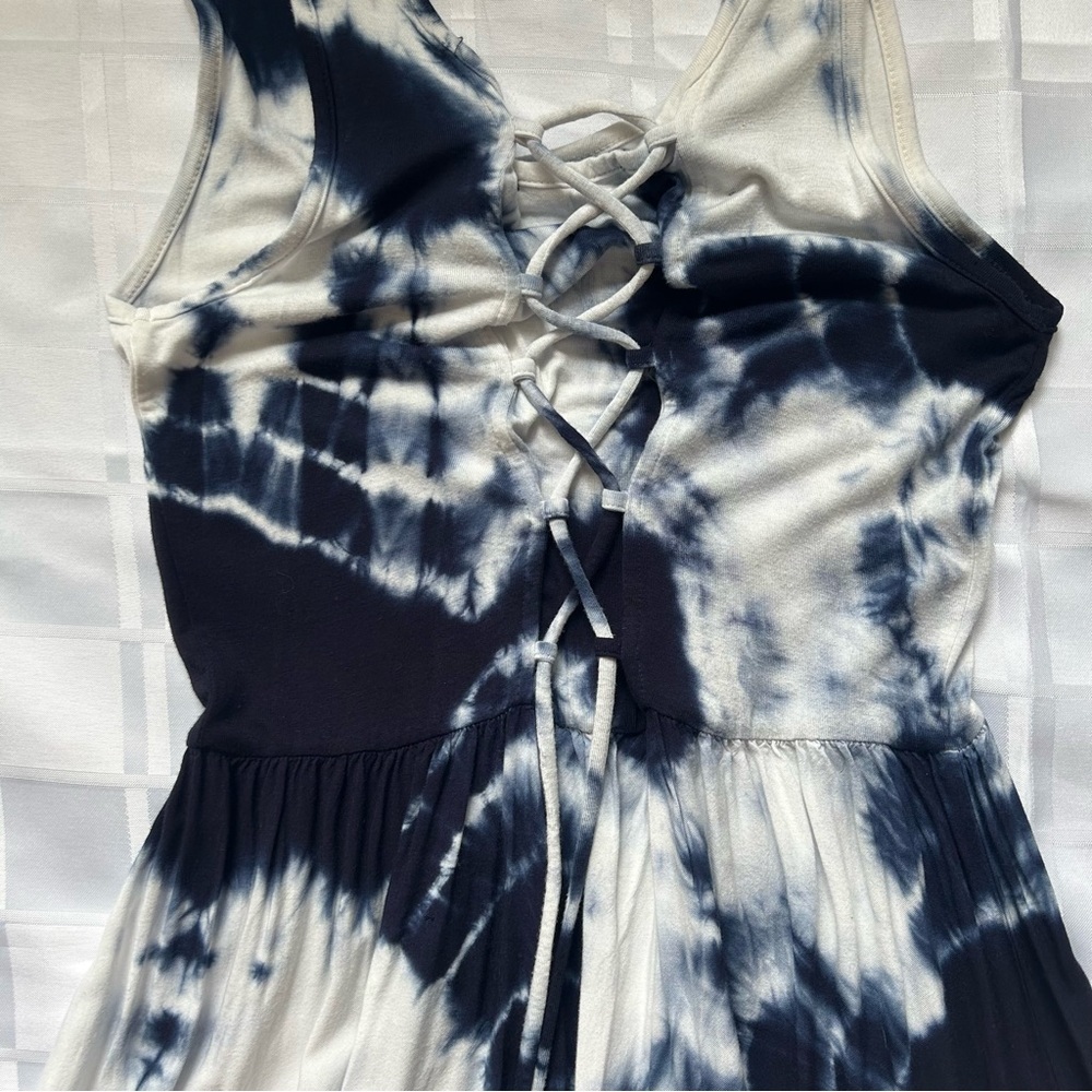 Dex Blue & White Tie Dye Maxi Length Tank Top Style Dress - Picture 15 of 16
